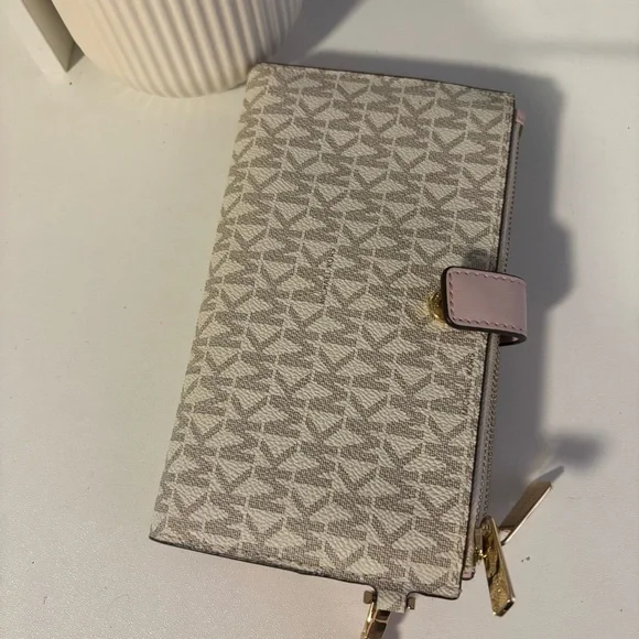 Michael Kors Blush and Gray Monogram Wristlet - Picture 3 of 5